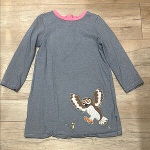 Joules striped Dress with Owl Appliqué.  Size 6.